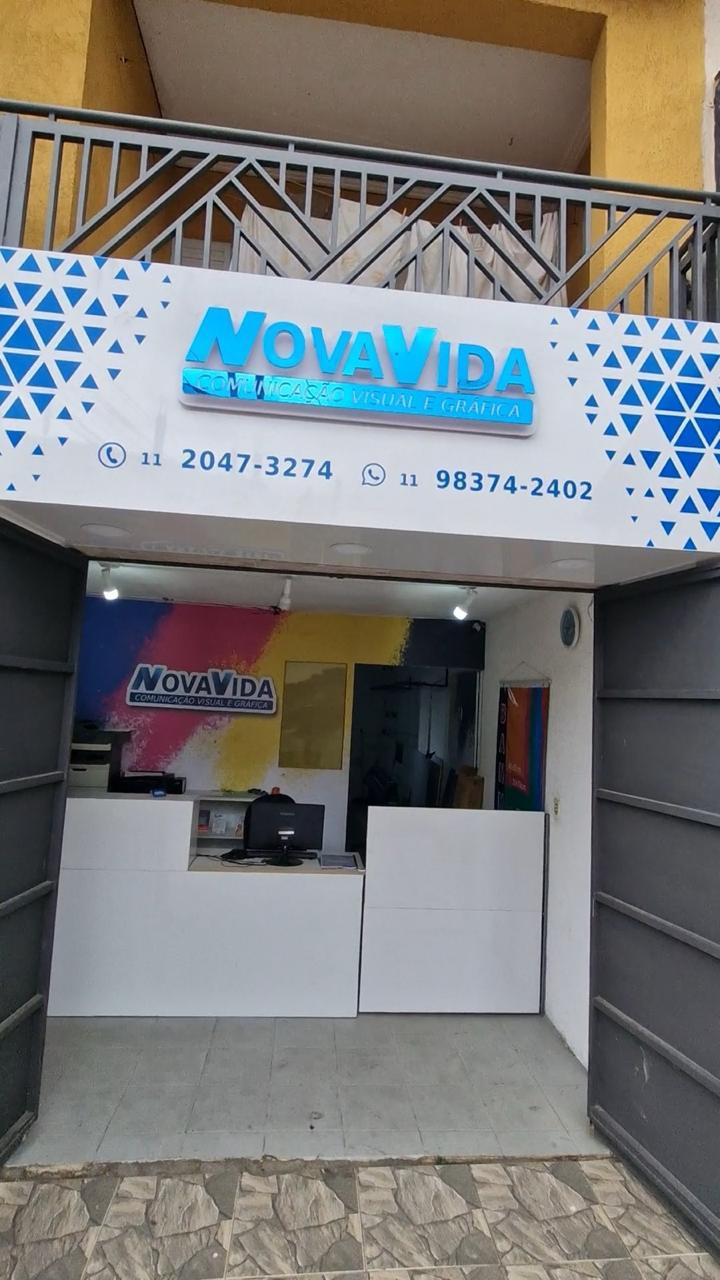 Fachada e recepção da Nova Vida Comunicação Visual e Gráfica